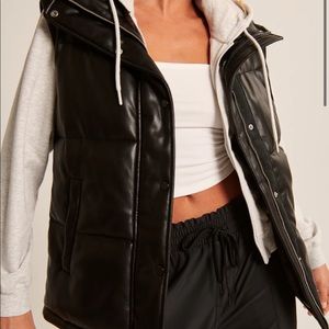 NWT Abercrombie Leather Puffer Vest